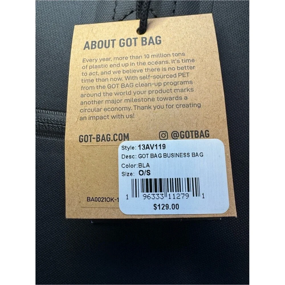 Outerknown Black GOT BAG Business Laptop Bag in black NWT
